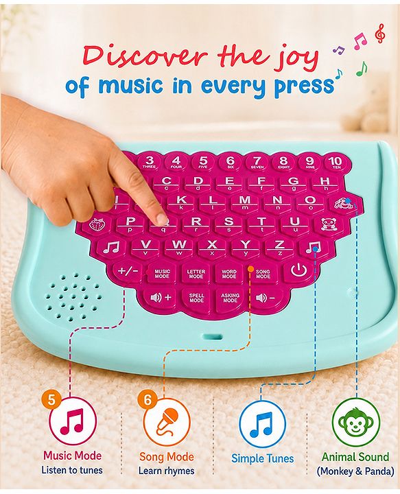 Babyhug Disney Frozen Educational Electronic Laptop with LED Screen for Kids| Computer Toy with Sound & Music| Alphabet & Number Learning| Activity Toy for 3+Yrs Boys & Girls| Best Birthday Gift