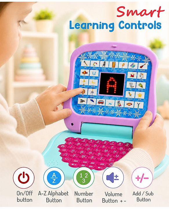 Babyhug Disney Frozen Educational Electronic Laptop with LED Screen for Kids| Computer Toy with Sound & Music| Alphabet & Number Learning| Activity Toy for 3+Yrs Boys & Girls| Best Birthday Gift