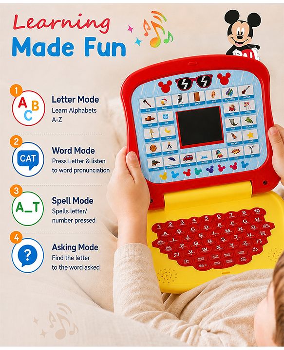 Babyhug Disney Frozen Educational Electronic Laptop with LED Screen for Kids| Computer Toy with Sound & Music| Alphabet & Number Learning| Activity Toy for 3+Yrs Boys & Girls| Best Birthday Gift