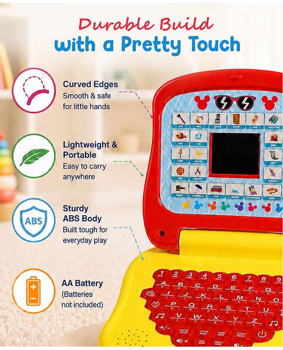 Babyhug Disney Frozen Educational Electronic Laptop with LED Screen for Kids| Computer Toy with Sound & Music| Alphabet & Number Learning| Activity Toy for 3+Yrs Boys & Girls| Best Birthday Gift