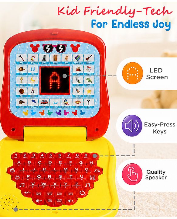 Babyhug Disney Frozen Educational Electronic Laptop with LED Screen for Kids| Computer Toy with Sound & Music| Alphabet & Number Learning| Activity Toy for 3+Yrs Boys & Girls| Best Birthday Gift