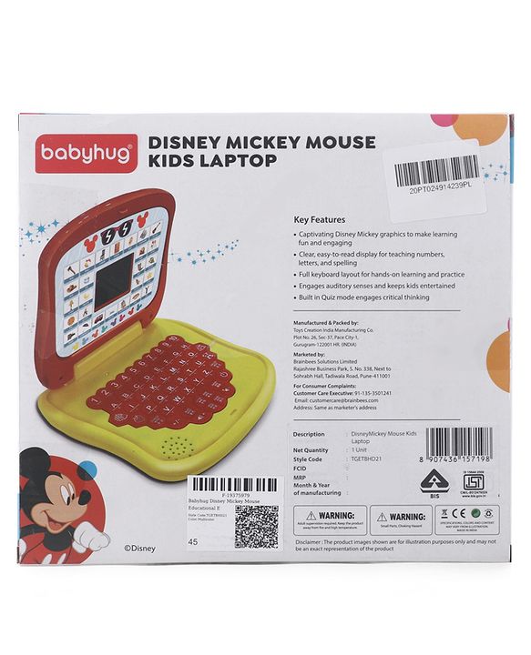 Babyhug Disney Frozen Educational Electronic Laptop with LED Screen for Kids| Computer Toy with Sound & Music| Alphabet & Number Learning| Activity Toy for 3+Yrs Boys & Girls| Best Birthday Gift