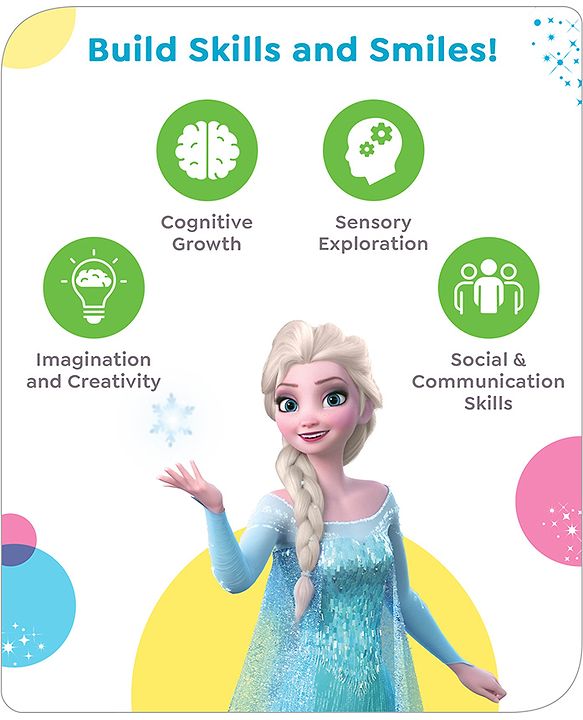 Babyhug Disney Frozen Theme Kitchen Play Set Trolley| Portable Set with Realistic Light Sound Toys for Kids with 24 Pieces - Lilac & Light Blue