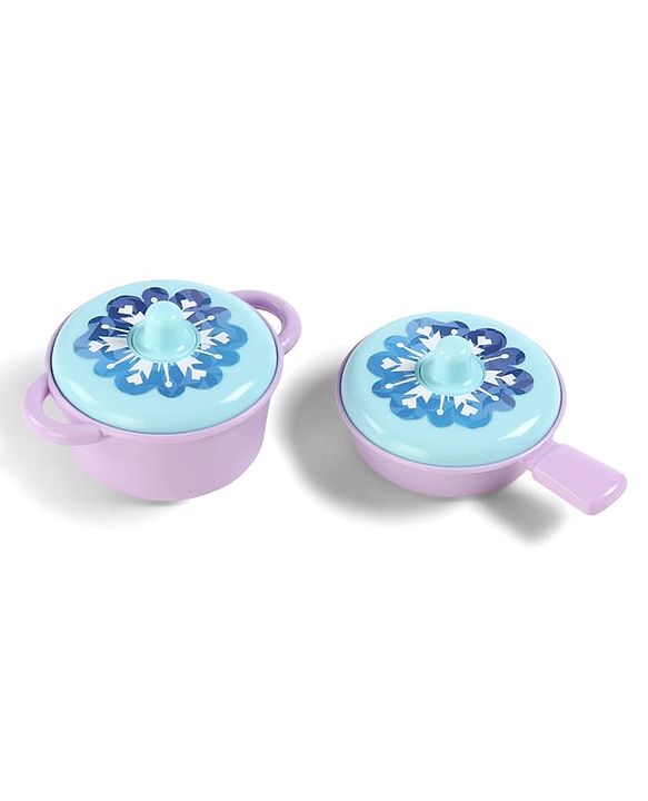 Babyhug Disney Frozen Theme Kitchen Play Set Trolley| Portable Set with Realistic Light Sound Toys for Kids with 24 Pieces - Lilac & Light Blue