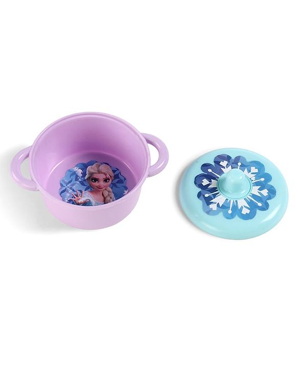 Babyhug Disney Frozen Theme Kitchen Play Set Trolley| Portable Set with Realistic Light Sound Toys for Kids with 24 Pieces - Lilac & Light Blue
