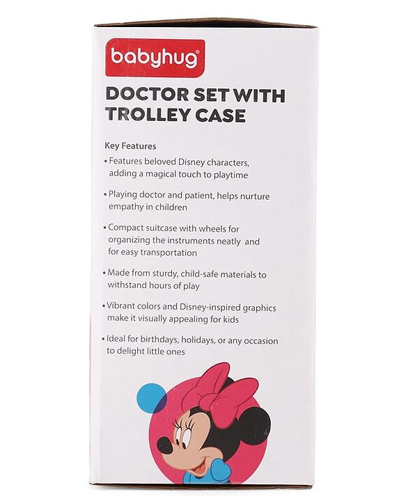 Babyhug Disney Mickey & Friends Doctor Trolley for Kids| Kids Doctors Play Set trolley, Medical Trolley Cart for Kids with 18 Pcs  - Blue &  Red