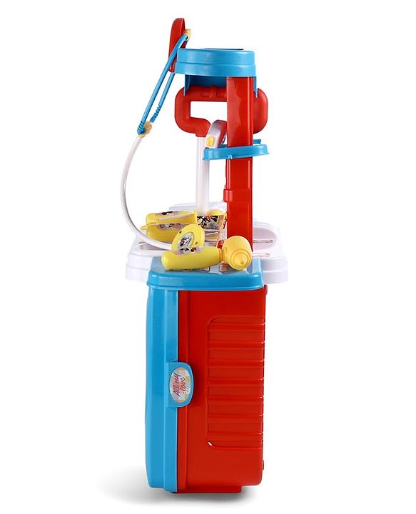 Babyhug Disney Mickey & Friends Doctor Trolley for Kids| Kids Doctors Play Set trolley, Medical Trolley Cart for Kids with 18 Pcs  - Blue &  Red