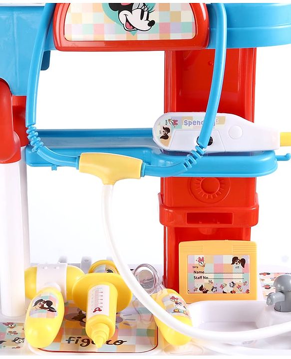 Babyhug Disney Mickey & Friends Doctor Trolley for Kids| Kids Doctors Play Set trolley, Medical Trolley Cart for Kids with 18 Pcs  - Blue &  Red