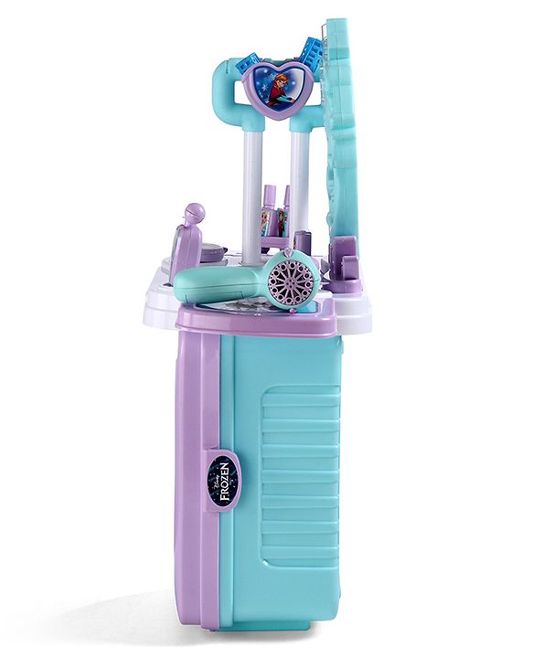 Babyhug Disney Frozen Theme Pretend Play Makeup Trolley Set with Briefcase and Accessories| Cosmetic Set 2 in 1 Vanity Table | Beauty Make Up Trolley Set with 22 pieces & 2 Sticker - Lilac