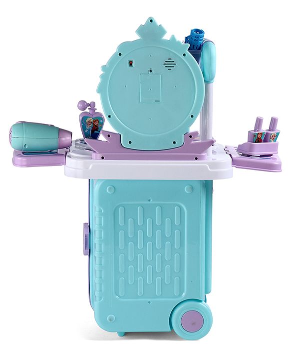 Babyhug Disney Frozen Theme Pretend Play Makeup Trolley Set with Briefcase and Accessories| Cosmetic Set 2 in 1 Vanity Table | Beauty Make Up Trolley Set with 22 pieces & 2 Sticker - Lilac