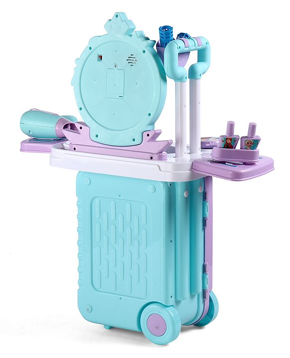Babyhug Disney Frozen Theme Pretend Play Makeup Trolley Set with Briefcase and Accessories| Cosmetic Set 2 in 1 Vanity Table | Beauty Make Up Trolley Set with 22 pieces & 2 Sticker - Lilac