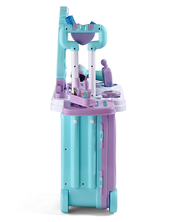 Babyhug Disney Frozen Theme Pretend Play Makeup Trolley Set with Briefcase and Accessories| Cosmetic Set 2 in 1 Vanity Table | Beauty Make Up Trolley Set with 22 pieces & 2 Sticker - Lilac
