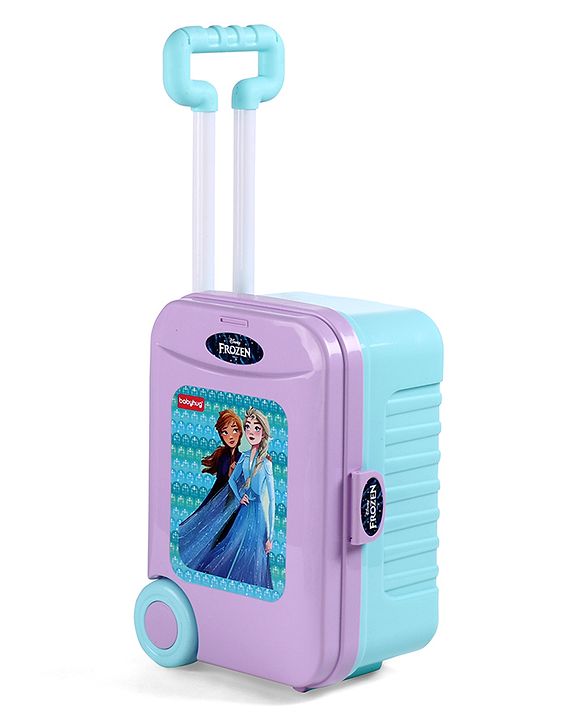 Babyhug Disney Frozen Theme Pretend Play Makeup Trolley Set with Briefcase and Accessories| Cosmetic Set 2 in 1 Vanity Table | Beauty Make Up Trolley Set with 22 pieces & 2 Sticker - Lilac