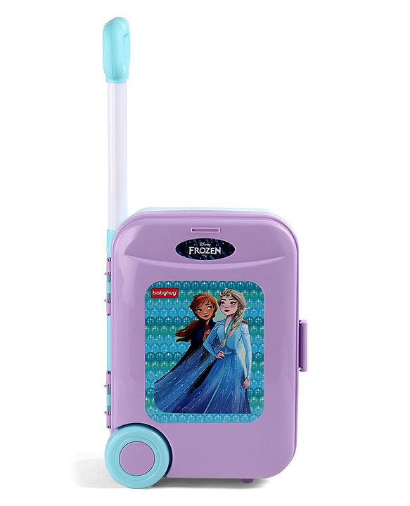 Babyhug Disney Frozen Theme Pretend Play Makeup Trolley Set with Briefcase and Accessories| Cosmetic Set 2 in 1 Vanity Table | Beauty Make Up Trolley Set with 22 pieces & 2 Sticker - Lilac