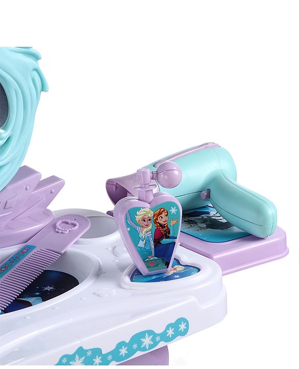 Babyhug Disney Frozen Theme Pretend Play Makeup Trolley Set with Briefcase and Accessories| Cosmetic Set 2 in 1 Vanity Table | Beauty Make Up Trolley Set with 22 pieces & 2 Sticker - Lilac