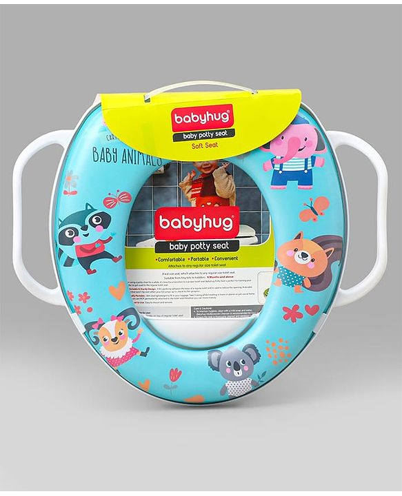 Babyhug Soft Cushioned Animal Print Baby Potty Seat- Blue