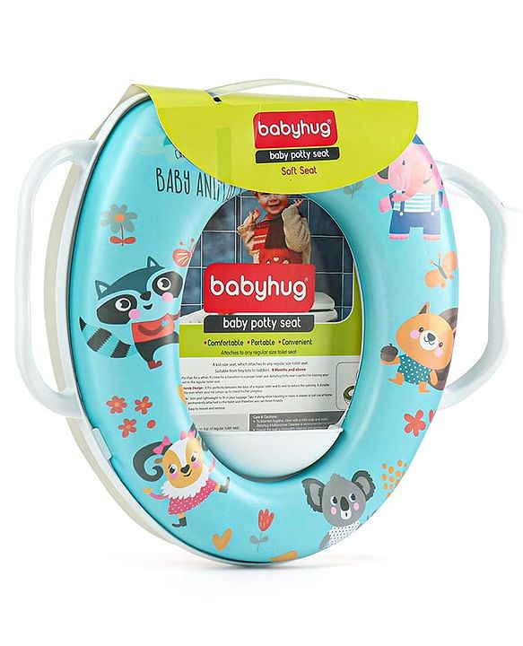 Babyhug Soft Cushioned Animal Print Baby Potty Seat- Blue