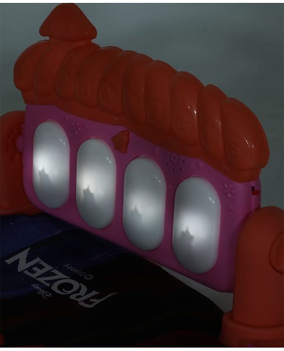 Babyhug Disney Frozen Baby Kick and Play Piano Play Gym with Lights and Music - Orange| 5 Hanging Rattles with Musical Keyboard| Ideal Gifting Option - Multicolor