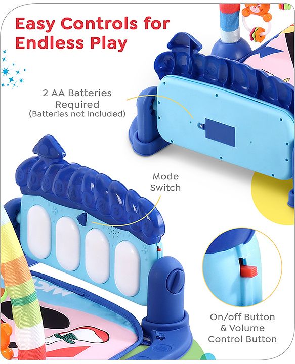 Babyhug Disney Frozen Baby Kick and Play Piano Play Gym with Lights and Music - Orange| 5 Hanging Rattles with Musical Keyboard| Ideal Gifting Option - Multicolor