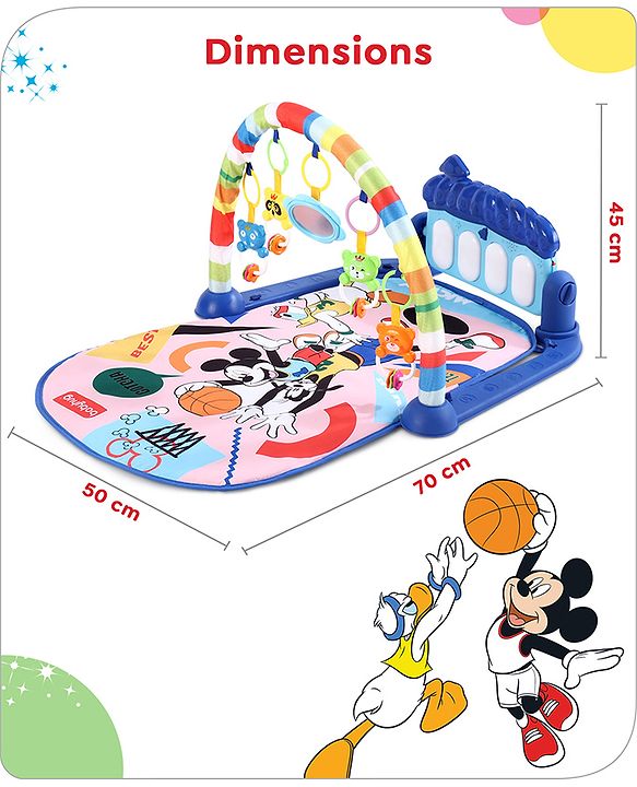 Babyhug Disney Frozen Baby Kick and Play Piano Play Gym with Lights and Music - Orange| 5 Hanging Rattles with Musical Keyboard| Ideal Gifting Option - Multicolor