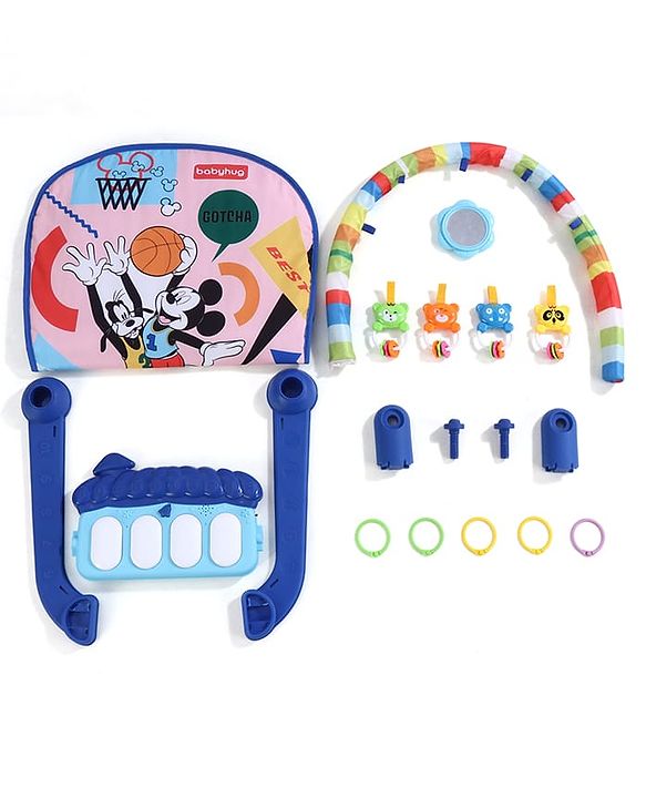 Babyhug Disney Frozen Baby Kick and Play Piano Play Gym with Lights and Music - Orange| 5 Hanging Rattles with Musical Keyboard| Ideal Gifting Option - Multicolor