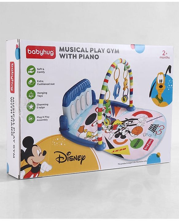 Babyhug Disney Frozen Baby Kick and Play Piano Play Gym with Lights and Music - Orange| 5 Hanging Rattles with Musical Keyboard| Ideal Gifting Option - Multicolor