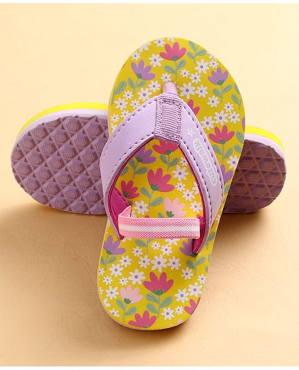 Cute Walk by Babyhug Flip Flops with Back Strap & Floral Print - Multicolor