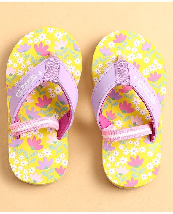 Cute Walk by Babyhug Flip Flops with Back Strap & Floral Print - Multicolor