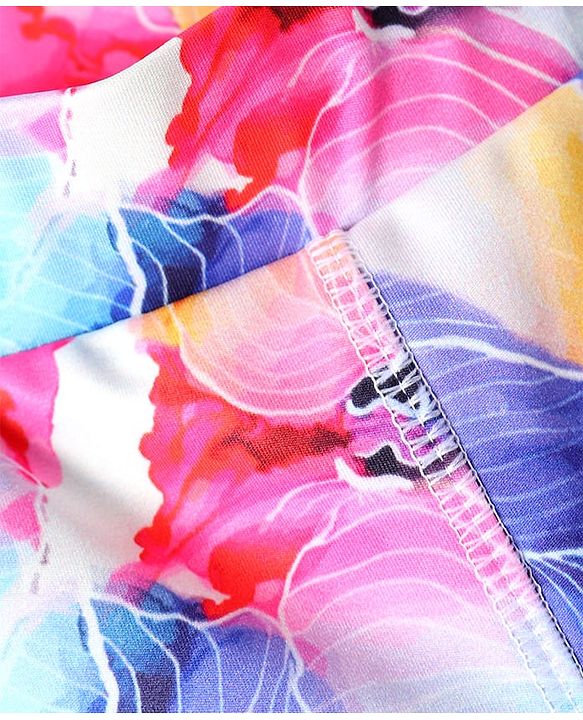 Pine Active Knit Full Length Super Stretch Leggings With Floral Print - Violet