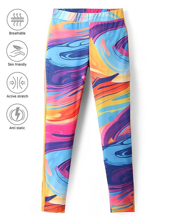 Pine Active Full Length Super Stretch Leggings - Blue & Purple