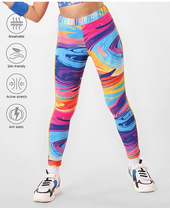 Pine Active Full Length Super Stretch Leggings - Blue & Purple