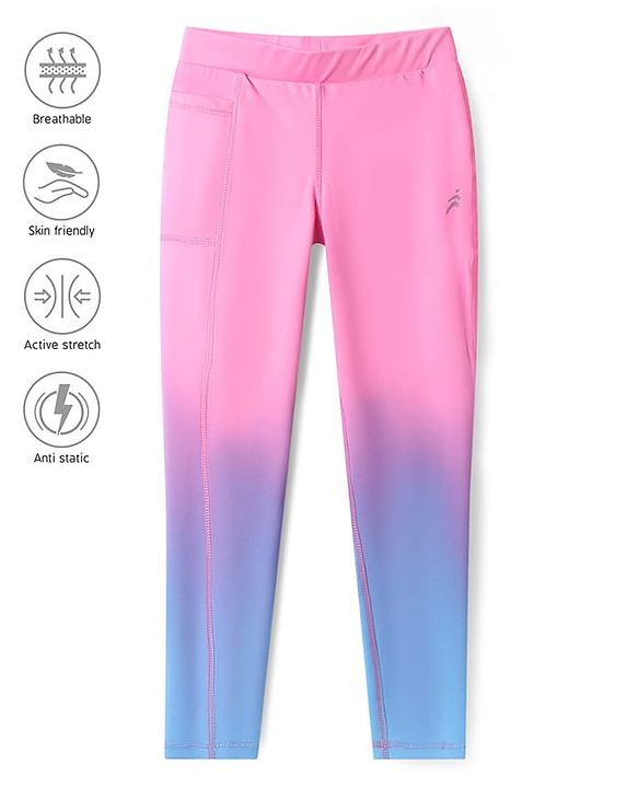 Pine Active Full Length Super Stretch Leggings With Ombre Design - Pink