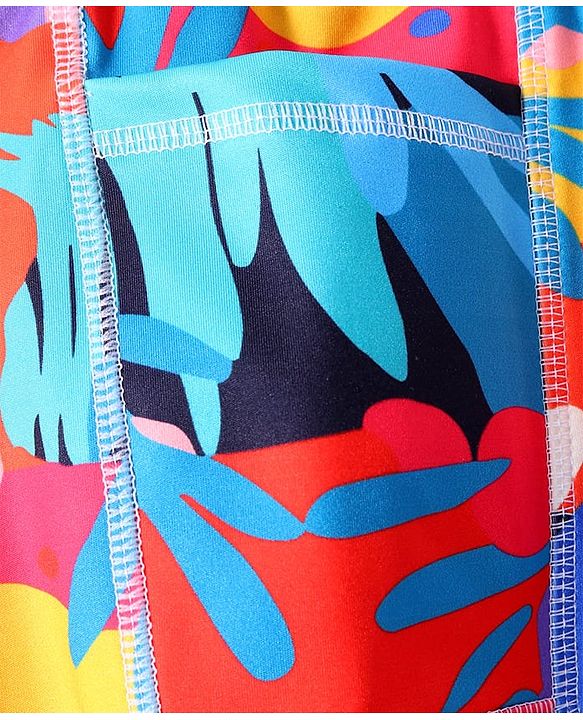Pine Active Knit Full Length Super Stretch Leggings With Abstract Print - Multicolour