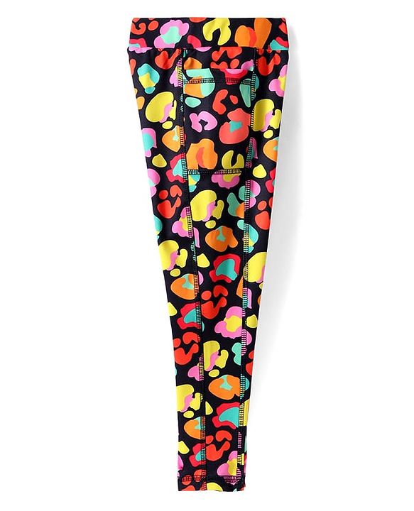 Pine Active Knit Full Length Super Stretch Leggings With Abstract Print - Multicolour