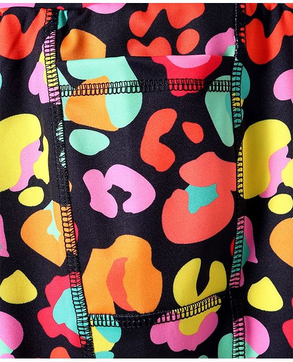 Pine Active Knit Full Length Super Stretch Leggings With Abstract Print - Multicolour