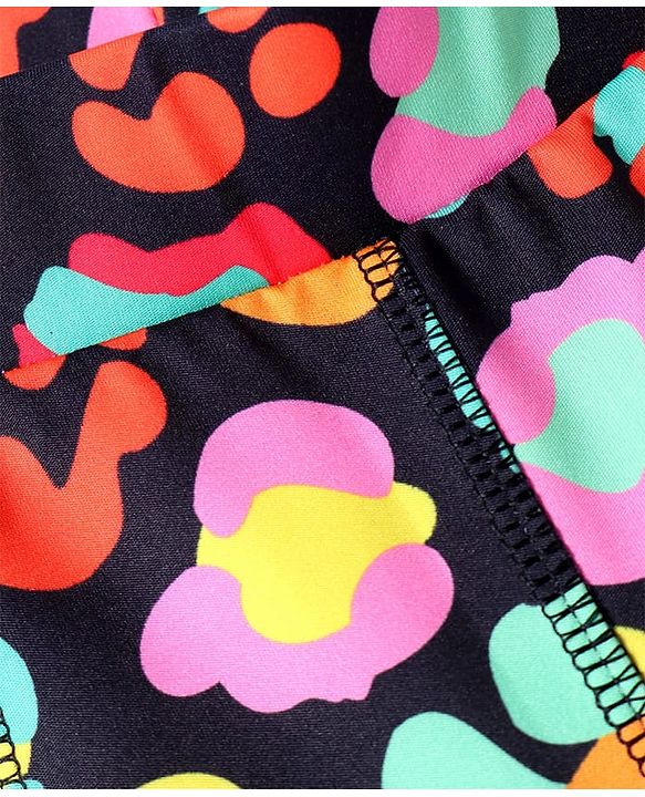 Pine Active Knit Full Length Super Stretch Leggings With Abstract Print - Multicolour