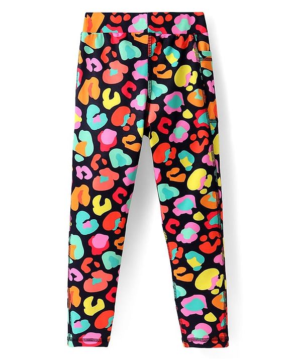 Pine Active Knit Full Length Super Stretch Leggings With Abstract Print - Multicolour