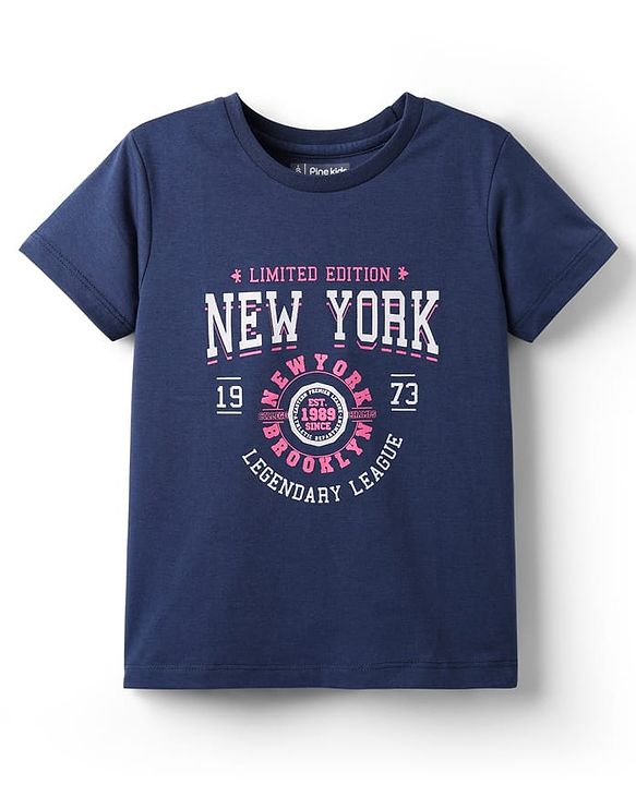 Pine Kids Cotton Knit Half Sleeves T-Shirts with Text Print Pack of 5 - Multicolor