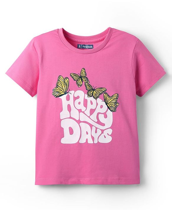 Pine Kids Cotton Knit Half Sleeves T-Shirts with Text Print Pack of 5 - Multicolor