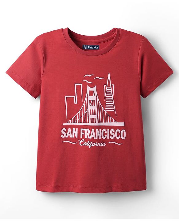Pine Kids Cotton Knit Half Sleeves T-Shirts with Text Print Pack of 5 - Multicolor