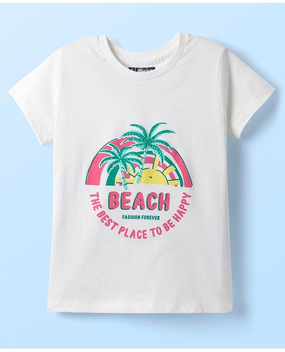 Pine Kids Cotton Knit Half Sleeves T-Shirt with Lets Go Text Print Pack of 5 - Pink & Orange
