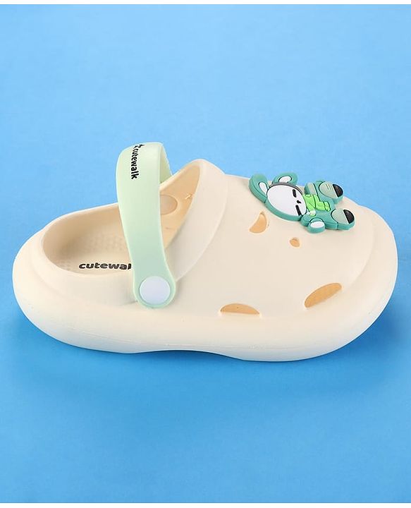 Cute Walk by Babyhug Clogs with Back Strap & Bunny Applique - White