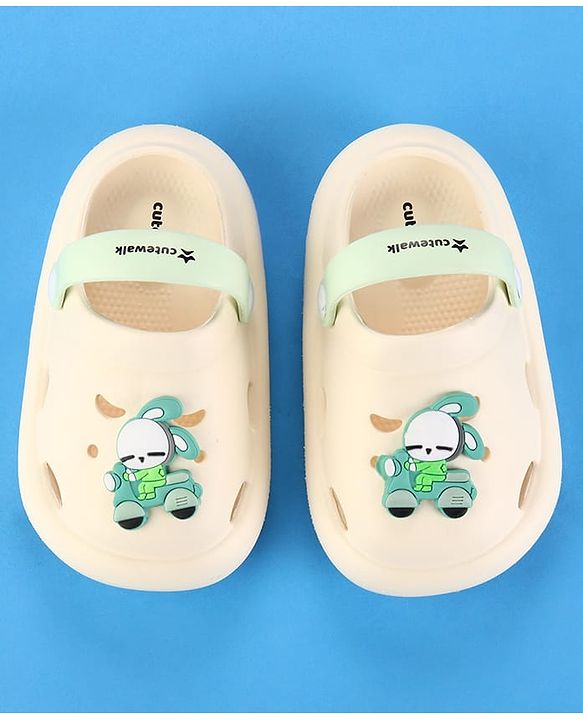 Cute Walk by Babyhug Clogs with Back Strap & Bunny Applique - White
