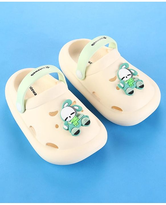 Cute Walk by Babyhug Clogs with Back Strap & Bunny Applique - White