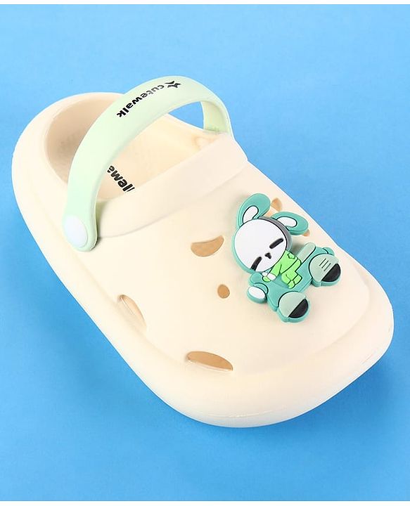 Cute Walk by Babyhug Clogs with Back Strap & Bunny Applique - White