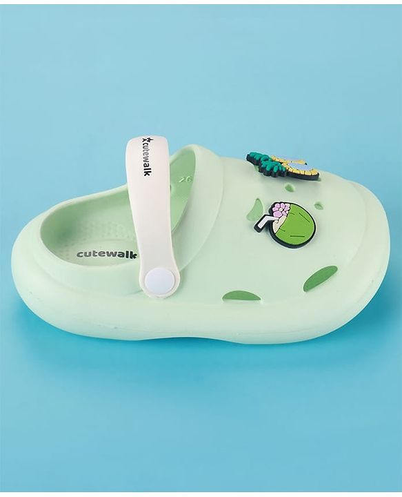 Cute Walk by Babyhug Clogs with Backstrap & Beach Theme Applique - Sea Green