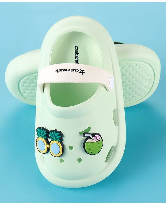 Cute Walk by Babyhug Clogs with Backstrap & Beach Theme Applique - Sea Green