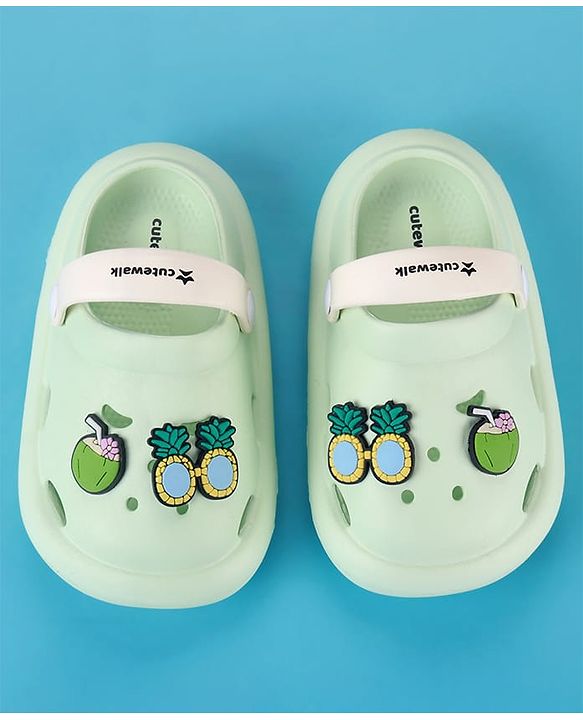 Cute Walk by Babyhug Clogs with Backstrap & Beach Theme Applique - Sea Green