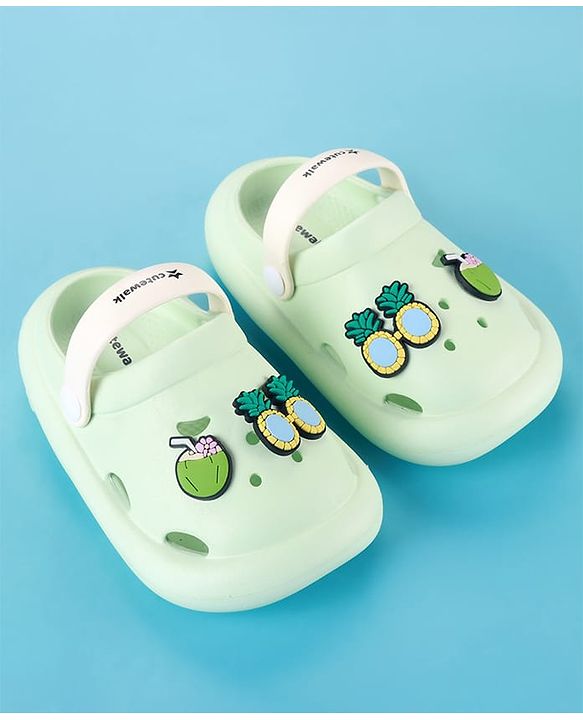 Cute Walk by Babyhug Clogs with Backstrap & Beach Theme Applique - Sea Green