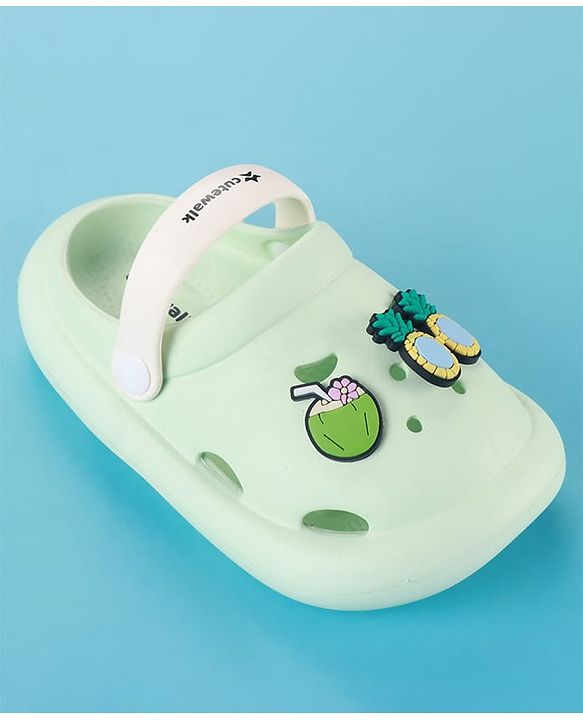 Cute Walk by Babyhug Clogs with Backstrap & Beach Theme Applique - Sea Green